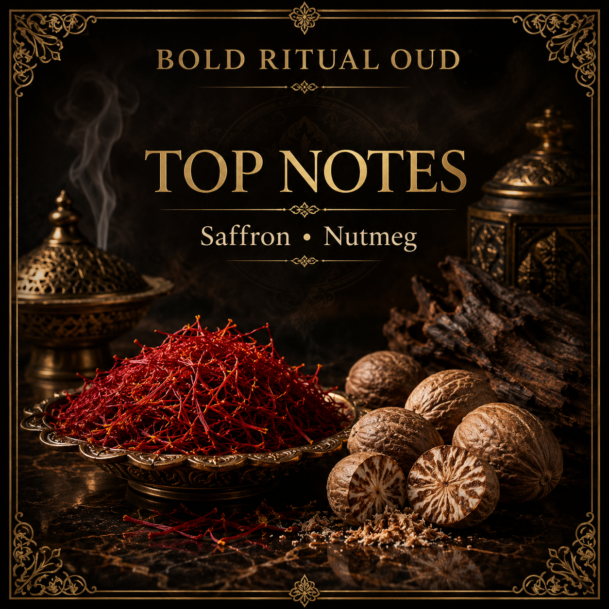 Saffron and nutmeg top notes in Bold Ritual Oud