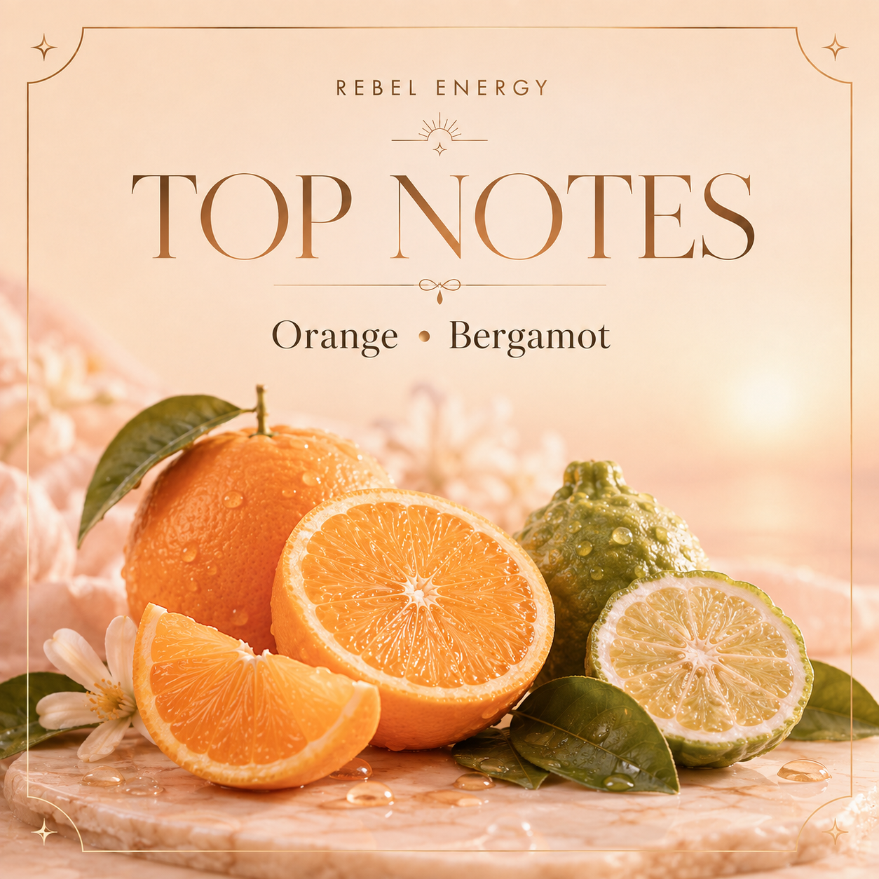 Orange and bergamot top notes in Rebel Energy