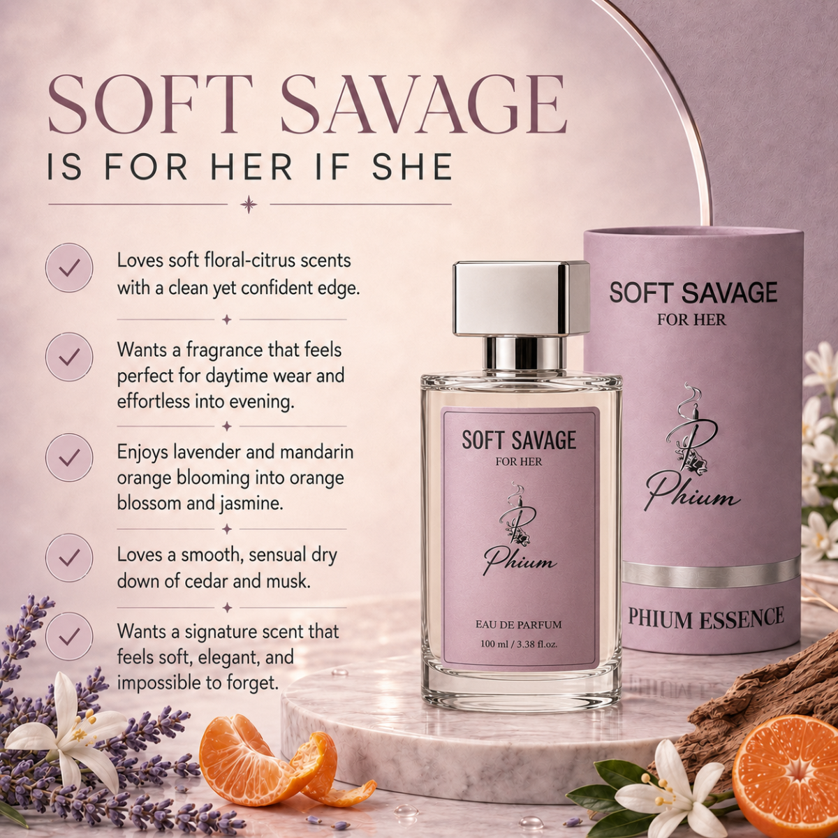 Soft Savage perfume for women with a soft floral citrus character